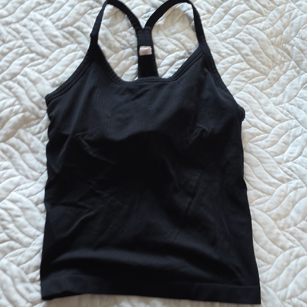 Black Racerback Tank Top With Built In Wireless Bra